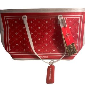 Sprayground New , red & white Bandana tote bag / purse
